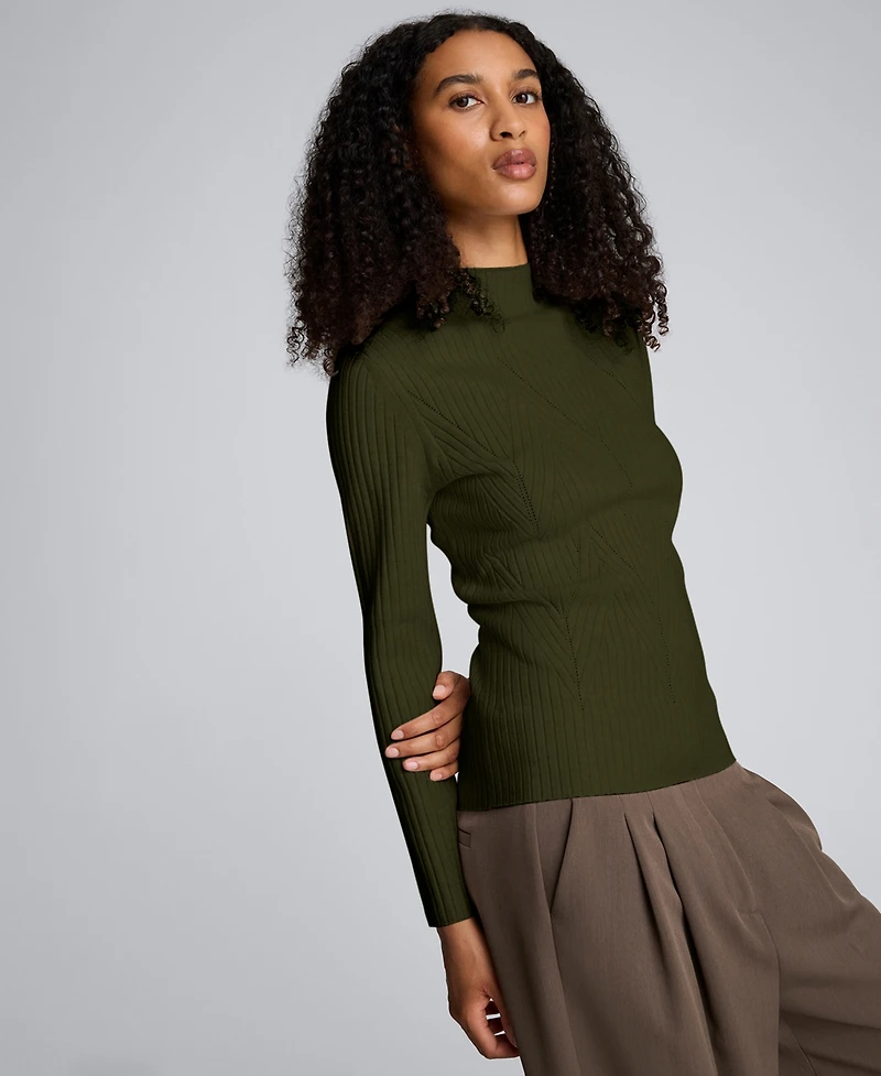 Kenneth Cole Women's Large Chevron Stitch Long-Sleeve Sweater