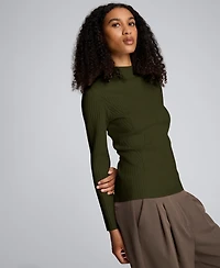 Kenneth Cole Women's Large Chevron Stitch Long-Sleeve Sweater