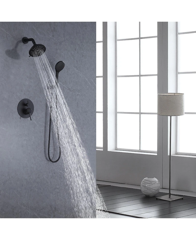 Single-Handle 2-Spray Round High Pressure Shower Faucet in Matte Black (Valve Included)