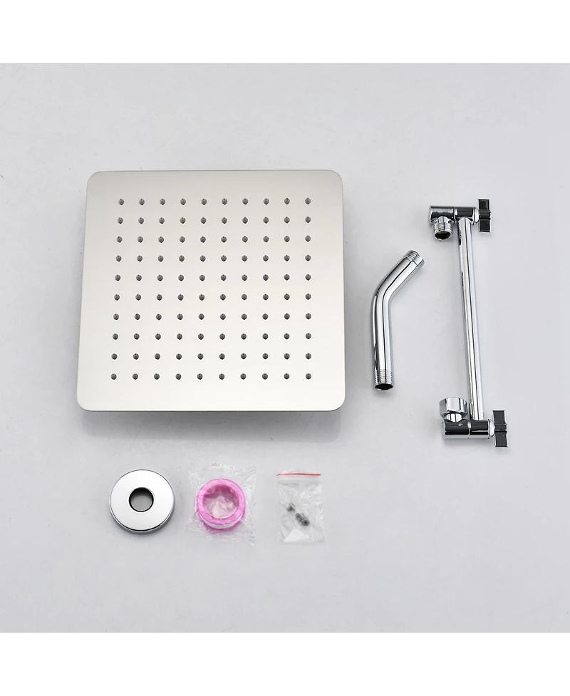 Rainsken Chrome 10" Square Rainfall & High Pressure Stainless Steel Bath Shower Head