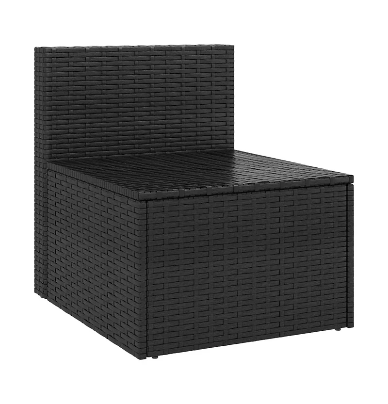 Garden Middle Sofa Black Poly Rattan Medium Modular