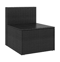 Garden Middle Sofa Black Poly Rattan Medium Modular