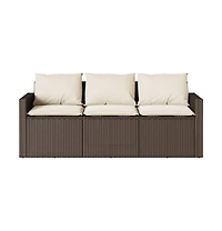 Garden Sofa Brown, Cream White
