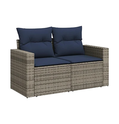 Patio Sofa with Cushions -Seater Gray Poly Rattan