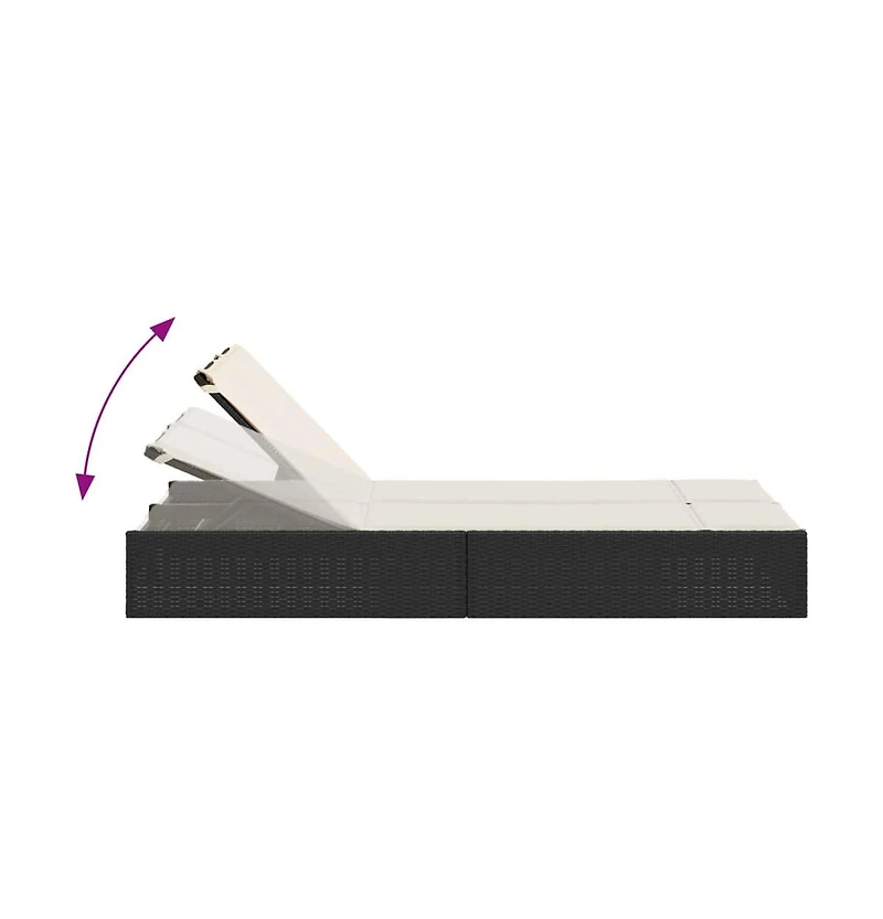 vidaXL Double Sun Lounger Black, Cream White