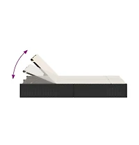vidaXL Double Sun Lounger Black, Cream White