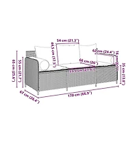 Patio Sofa with Cushions 3-Seater Gray Poly Rattan