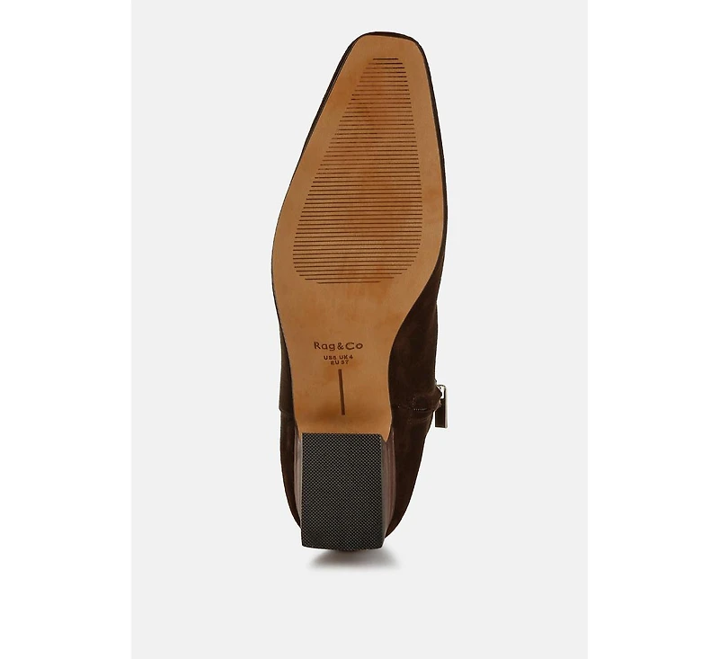 Rag & Co Hakra Flared Heel Suede Boots Women