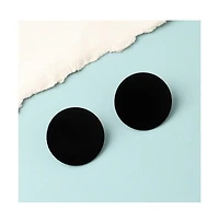 Sohi Women's Black Minimal Circular Stud Earrings