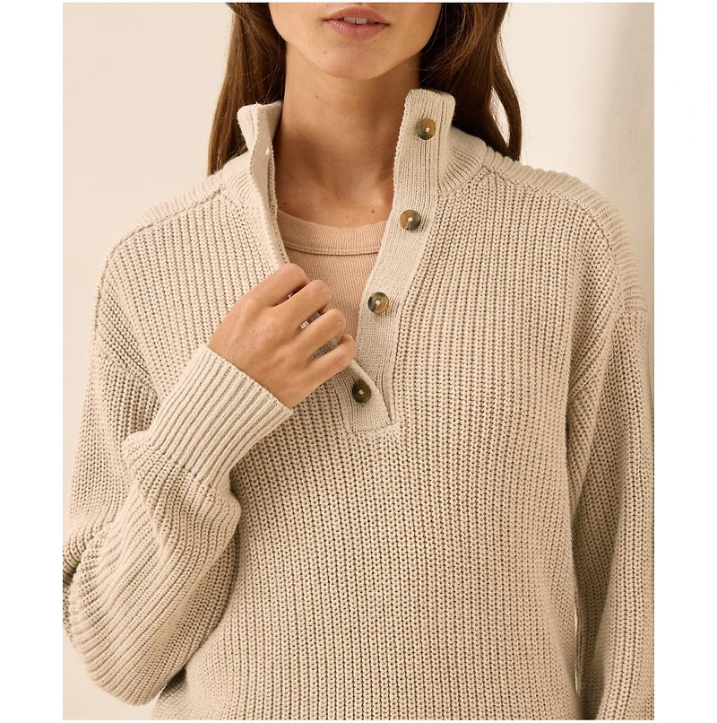 Pact Women's Luxe Knit Henley Sweater