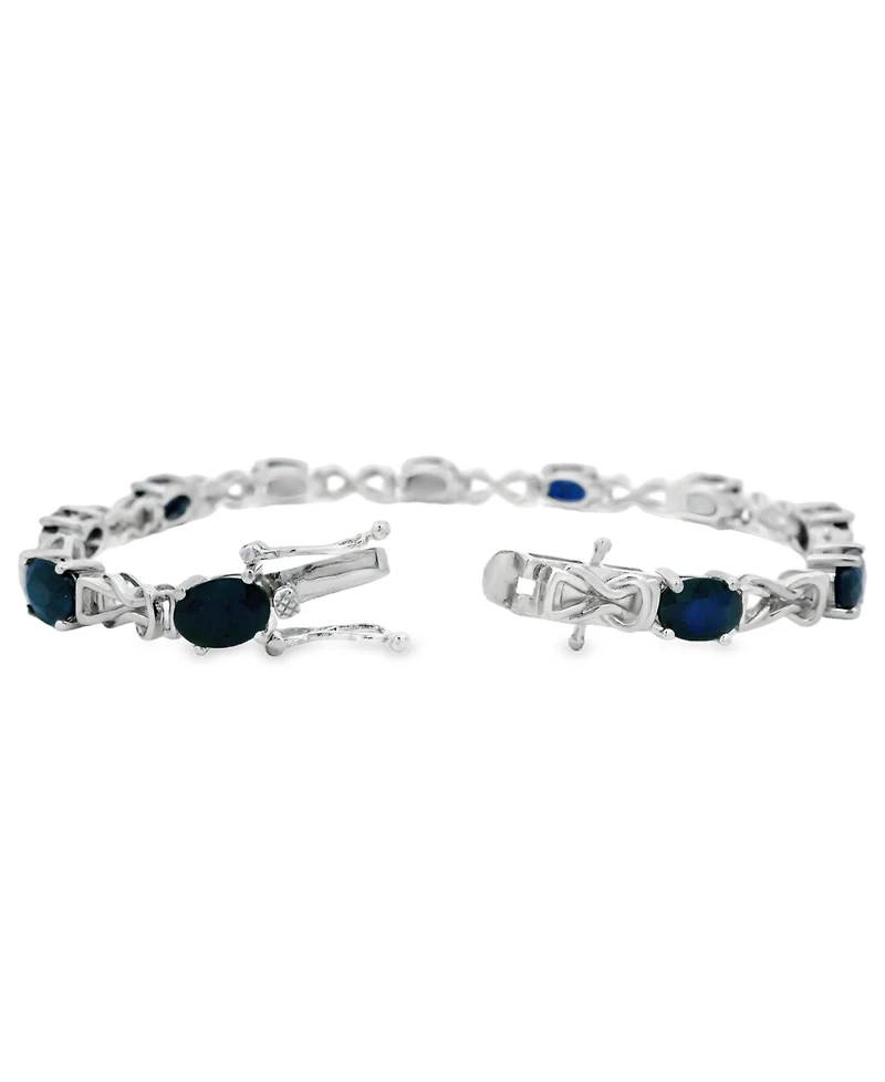 Macy's Oval Sapphire (11 ct. t.w.) and Diamond Bracelet (0.005 ct. t.w.) in Sterling Silver