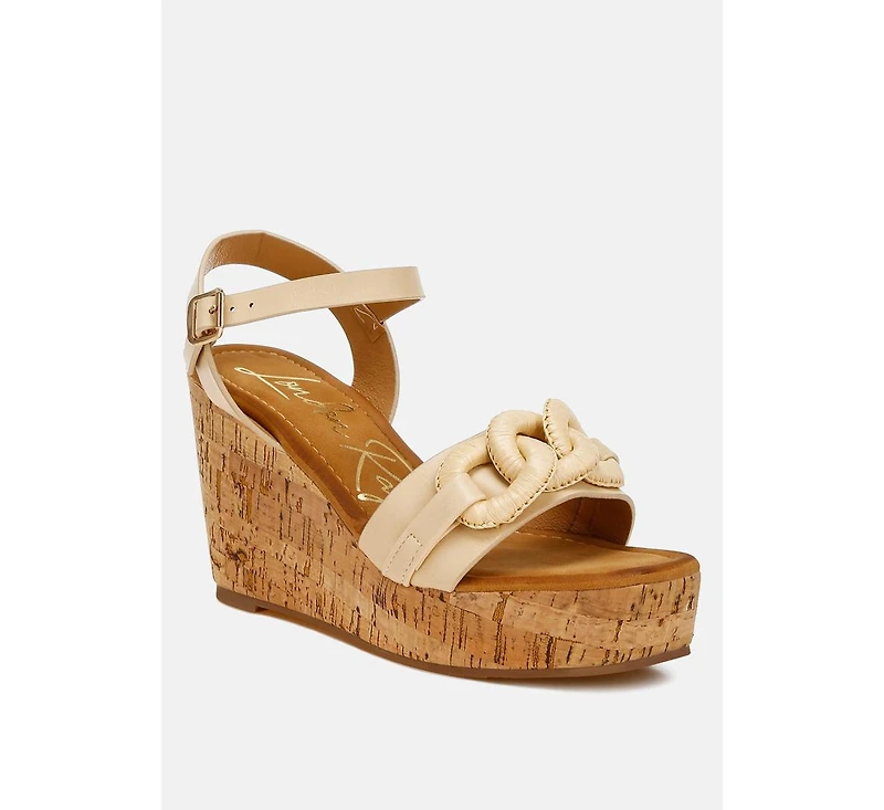 London Rag Emelda Chain Link Detail Wedge Sandals Women