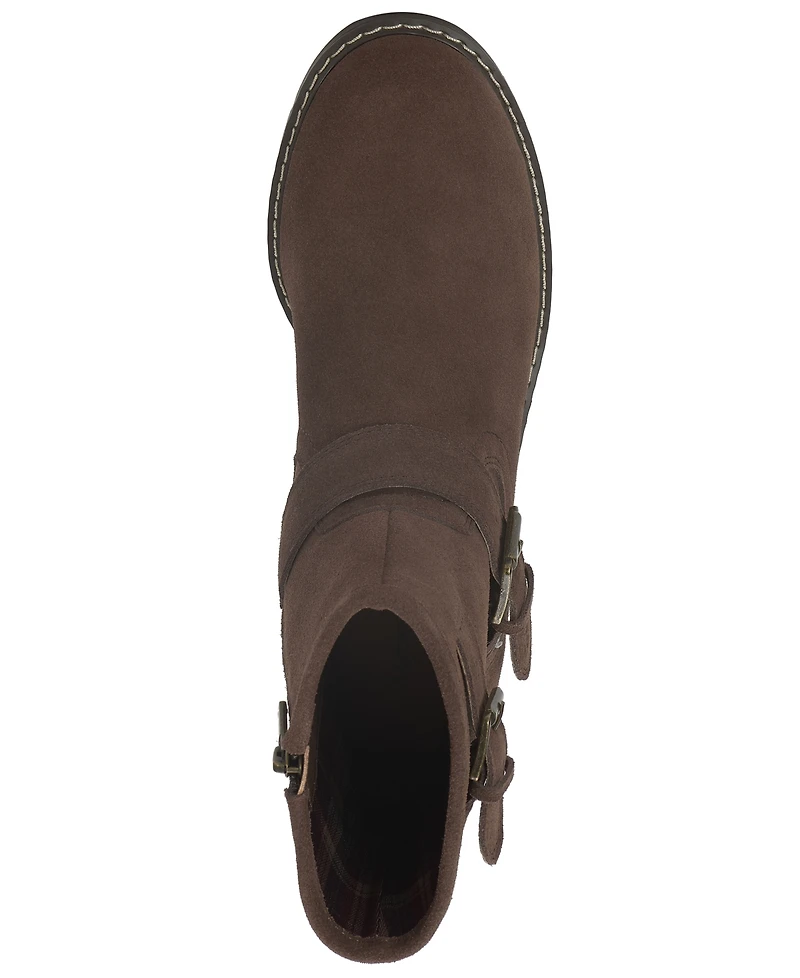 Lucky Brand Women's Migyn Buckle Round Toe Moto Lug Sole Booties