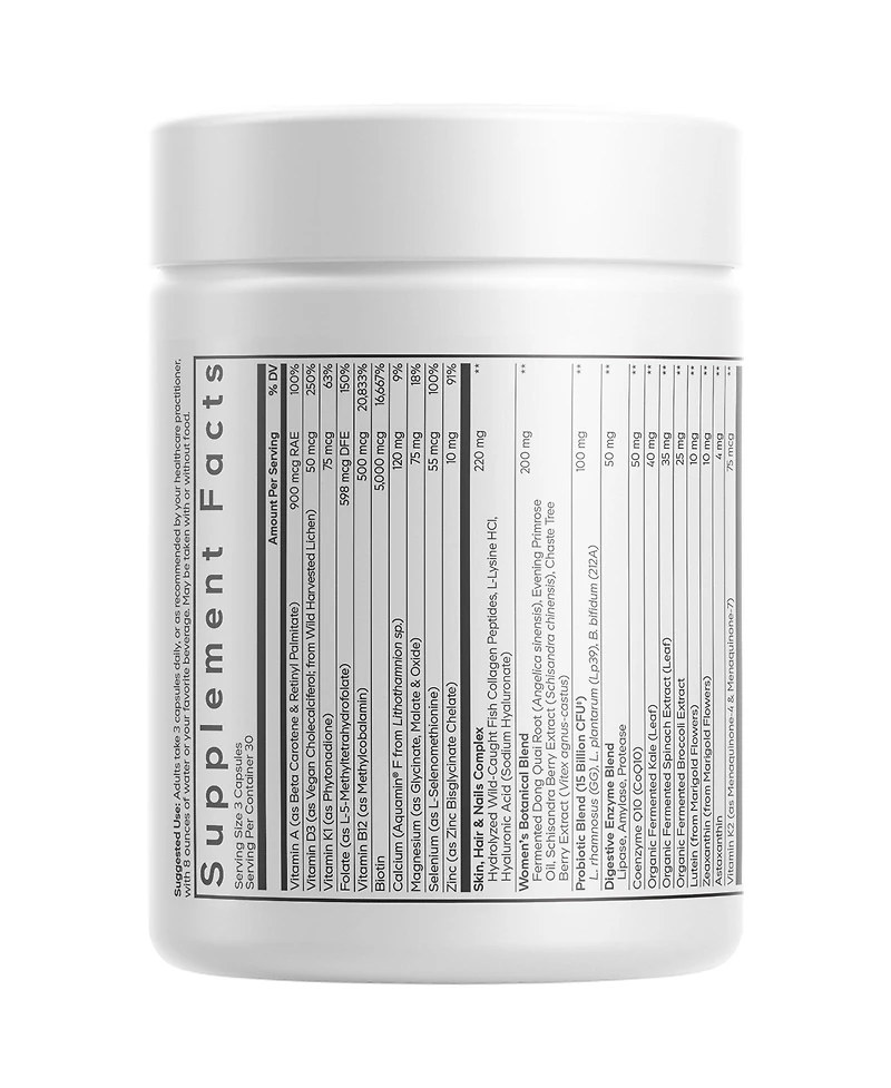 Codeage Women s Multivitamin Platinum - Vitamins A D3 K1 K2 B12 & Minerals, CoQ10, Skin, Hair & Nails Complex, Collagen