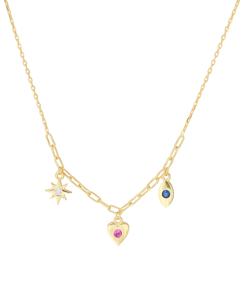 Macy's Cubic Zirconia Starburst Necklace (0.12 ct. t.w.) in 14K Gold Over Sterling Silver