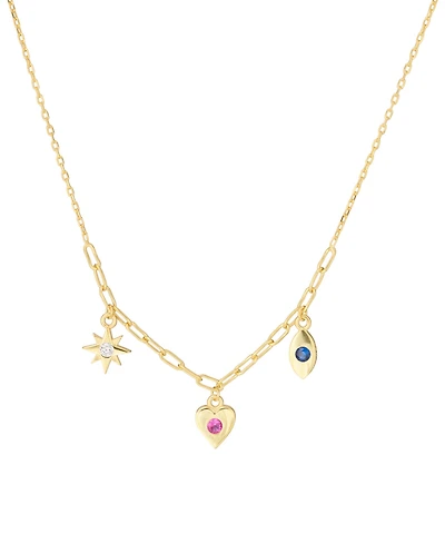 Macy's Cubic Zirconia Starburst Necklace (0.12 ct. t.w.) in 14K Gold Over Sterling Silver