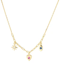 Macy's Cubic Zirconia Starburst Necklace (0.12 ct. t.w.) in 14K Gold Over Sterling Silver