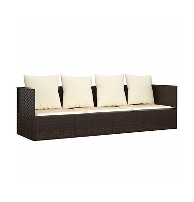 Outdoor Lounge Bed Brown, Cream White