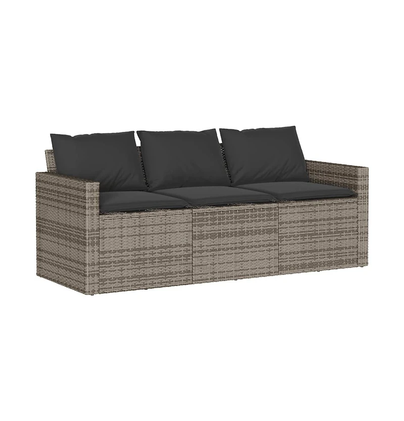 Garden Sofa Gray Pe Rattan 3-Seater Uv-resistant materials