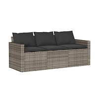 Garden Sofa Gray Pe Rattan 3-Seater Uv-resistant materials
