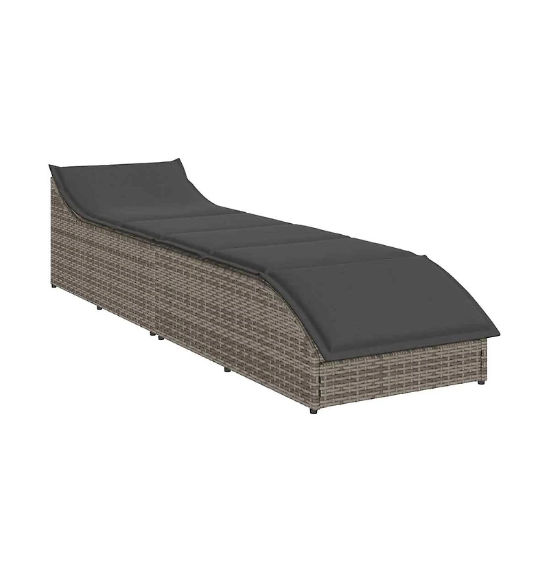 vidaXL Folding Sun Lounger Grey Pe rattan, powder-coated steel Standard