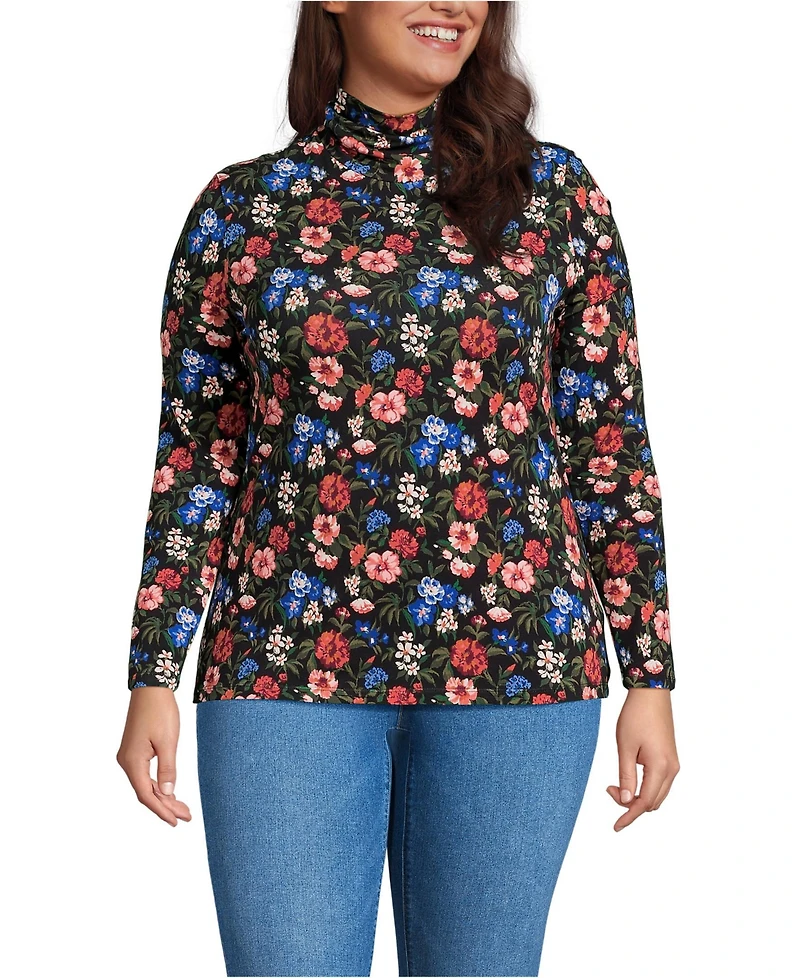 Lands' End Plus Lightweight Jersey Long Sleeve Turtleneck