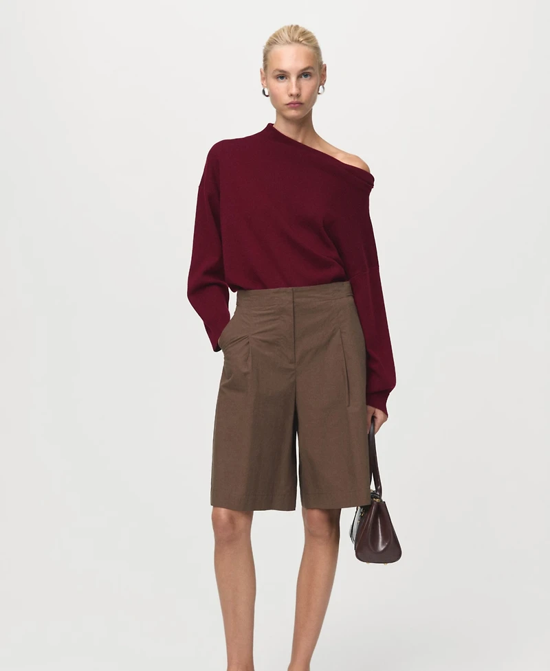 Mango Women's Ruched Turtleneck Sweater