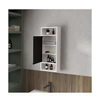 Chic Crate-Pine-Like Medicine Cabinet Mirrored Door & Open Storage | White
