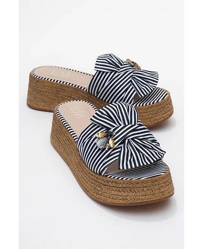 Prologue Shoes Shara Braided Bow & Bee Buckle Platform Sandal (Women)