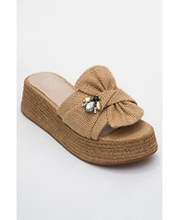Prologue Shoes Shara Braided Bow & Bee Buckle Platform Sandal (Women)