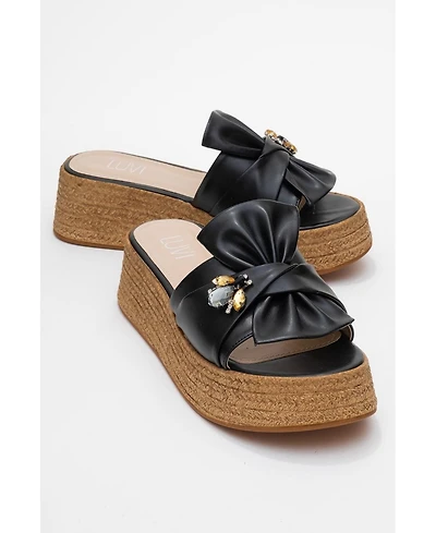 Prologue Shoes Shara Braided Bow & Bee Buckle Platform Sandal (Women)