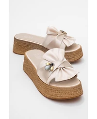 Prologue Shoes Shara Braided Bow & Bee Buckle Platform Sandal (Women)
