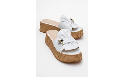 Prologue Shoes Shara Braided Bow & Bee Buckle Platform Sandal (Women)