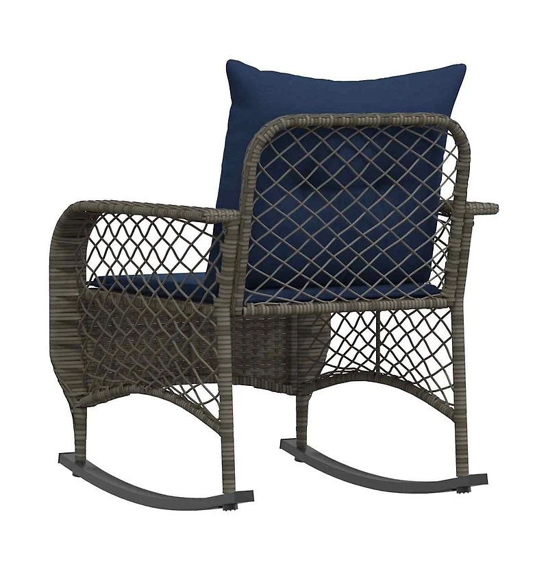 Patio Rocking Chair with Cushions Gray Poly Rattan