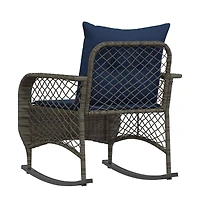 Patio Rocking Chair with Cushions Gray Poly Rattan