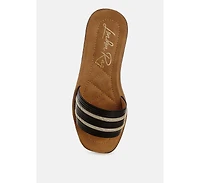 London Rag Zosaya Faux Zipper Detail Slip Ons Sandals Women
