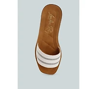 London Rag Zosaya Faux Zipper Detail Slip Ons Sandals Women