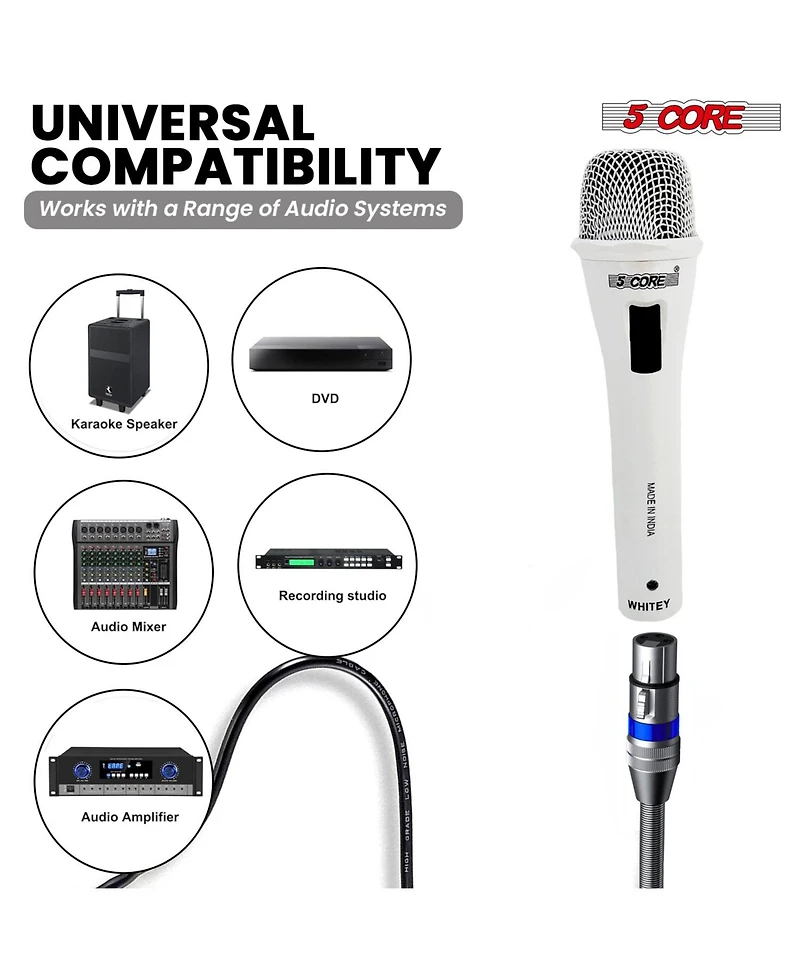 5 Core Xlr Microphone Dynamic Mic Karaoke Singing Studio Mics Handheld Microfono