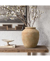 LuxenHome Terracotta 10.4" Vase with Earthy Brown Tones, Accent for Farmhouse or Boho Interiors
