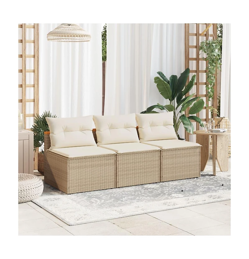 Garden Sofa Beige Pe rattan Medium Modular Garden Sofa Square