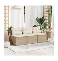 Garden Sofa Beige Pe rattan Medium Modular Garden Sofa Square