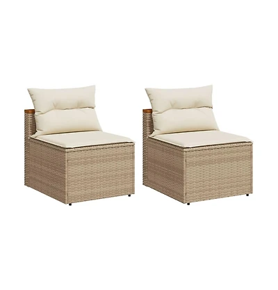 Garden Sofa Beige Pe rattan Medium Modular Garden Sofa Square