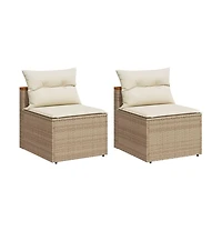 Garden Sofa Beige Pe rattan Medium Modular Garden Sofa Square