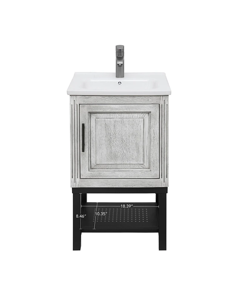 Small Bathroom Vanity with Sink Hot and Cold Faucet Freestanding Bathroom Cabinet
