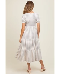 Pinkblush Maternity Striped Short Sleeve Tiered Maxi Dress