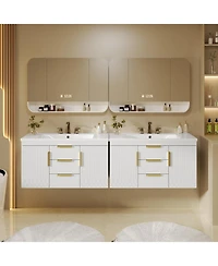 Lovmor 36inch Wall Mounted Bathroom Vanity Floating Bathroom Storage Cabinet with 2 Drawers Solid Wood Bathroom Cabinet Same as N710S236003K