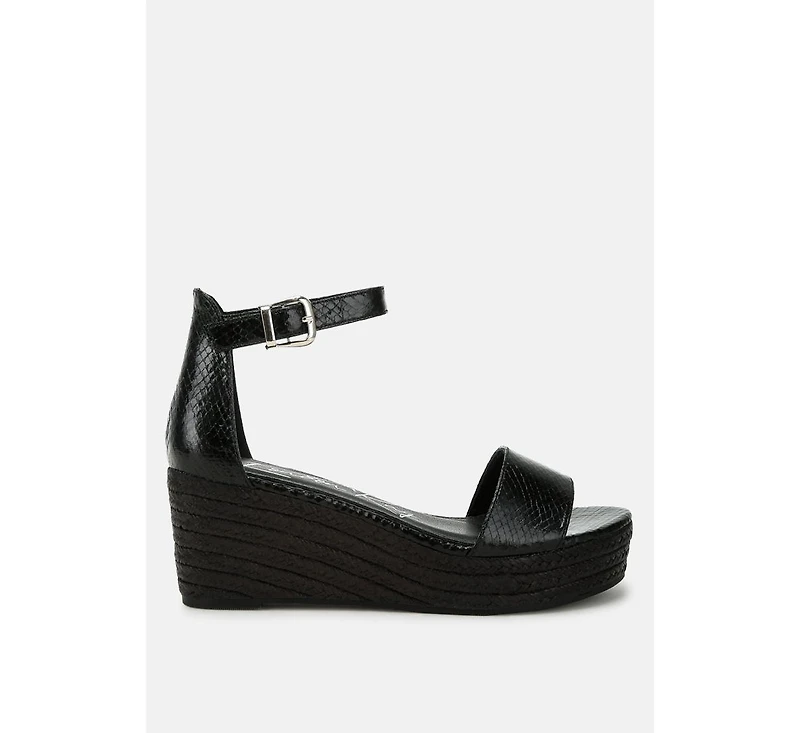London Rag Utah Faux Leather Snake Wedge Espadrilles Women