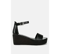 London Rag Utah Faux Leather Snake Wedge Espadrilles Women