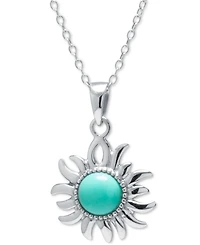 Stone Sunburst Pendant Necklace in Sterling Silver