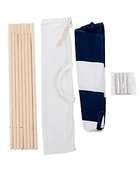 Mecale Indian Play Tent 5' Cotton Canvas Children Playhouse with Carry Bag Kids Teepee (Blue & White Stripe)